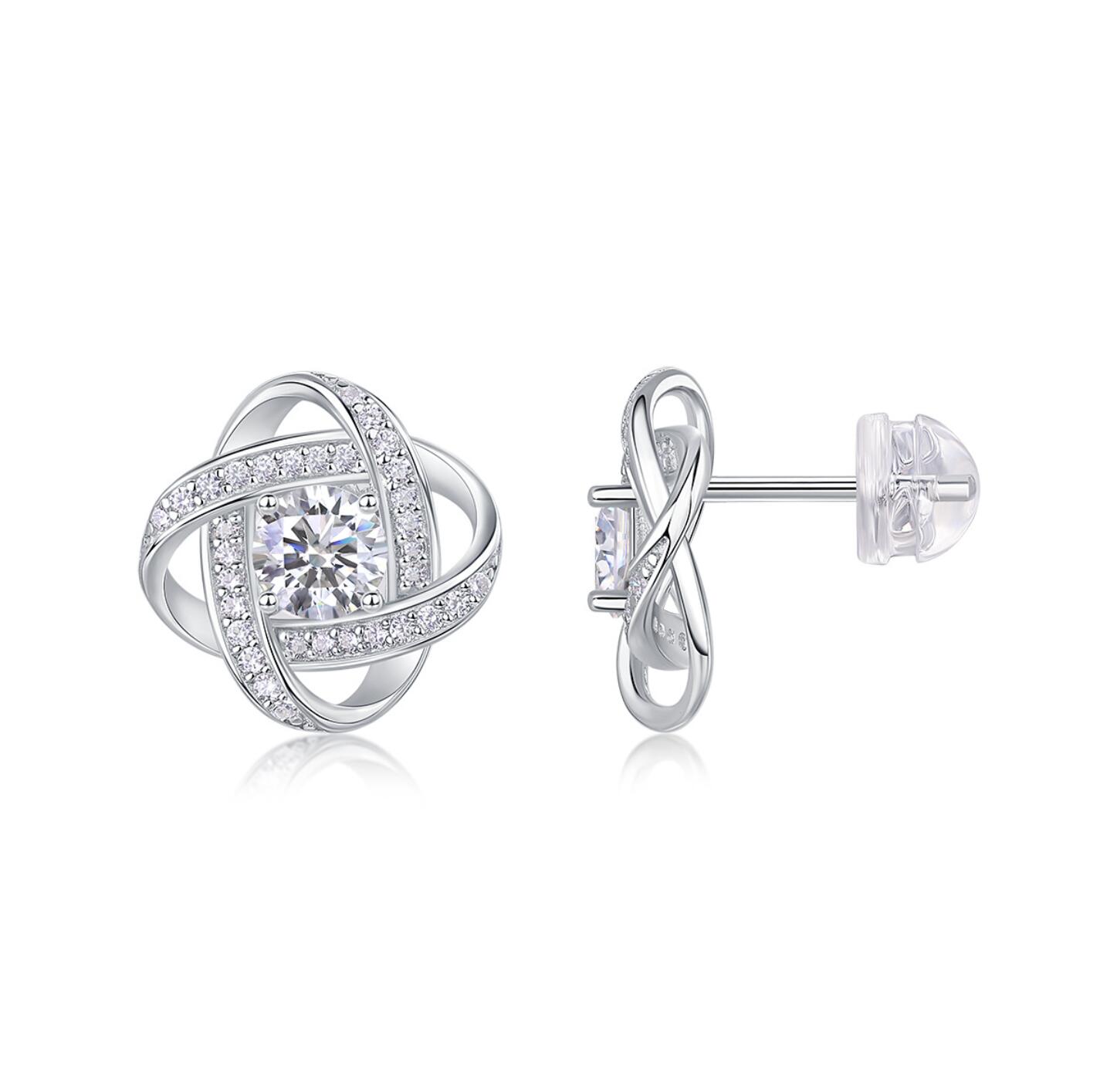 0.5ct Moissanite Stud Earrings for Women 925 Sterling Silver Four Leaf Clover Twist Earrings 2025Trend Jewelry Accessory Gift