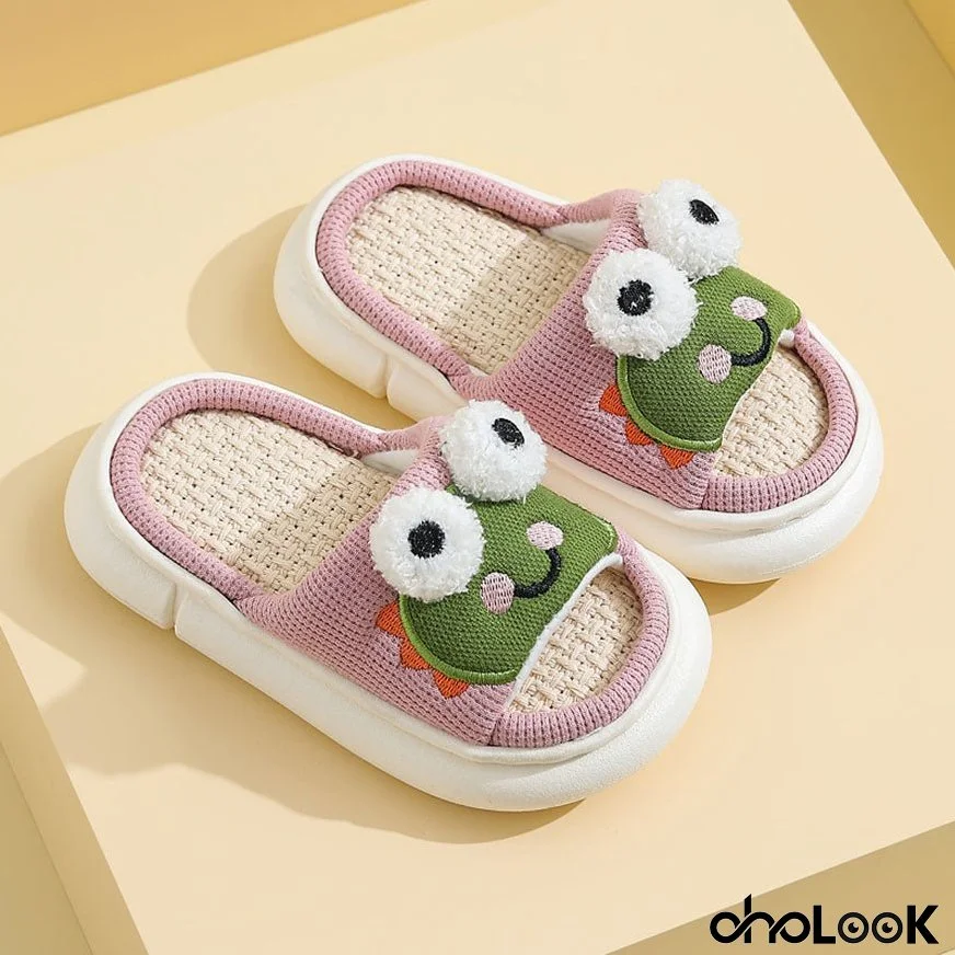 Cute Frog Pattern Kids' Slippers