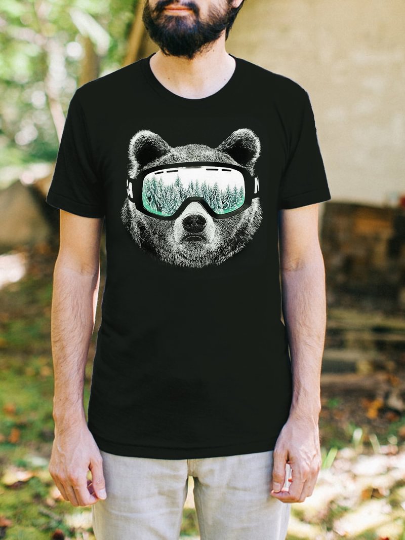 Bear Head Printed Outdoor T-Shirt in  mildstyles