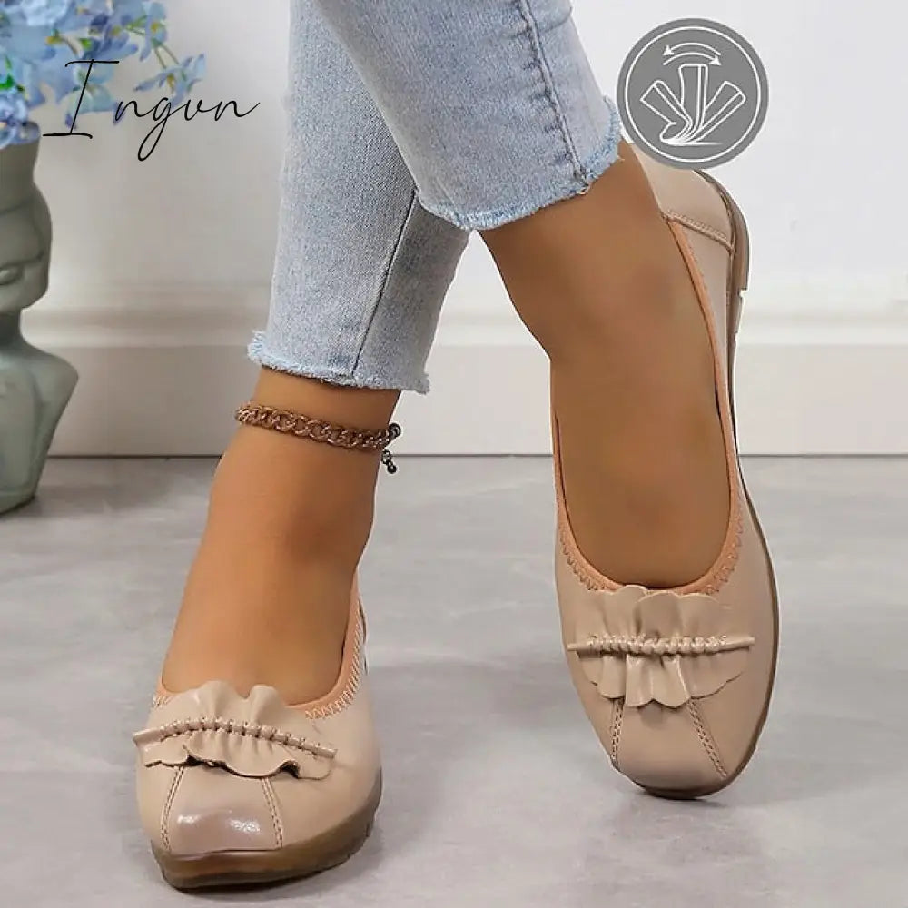 Ingvn - Women’s Flats Ballerina Mary Jane Work Daily Bowknot Flat Heel Round Toe Casual Comfort