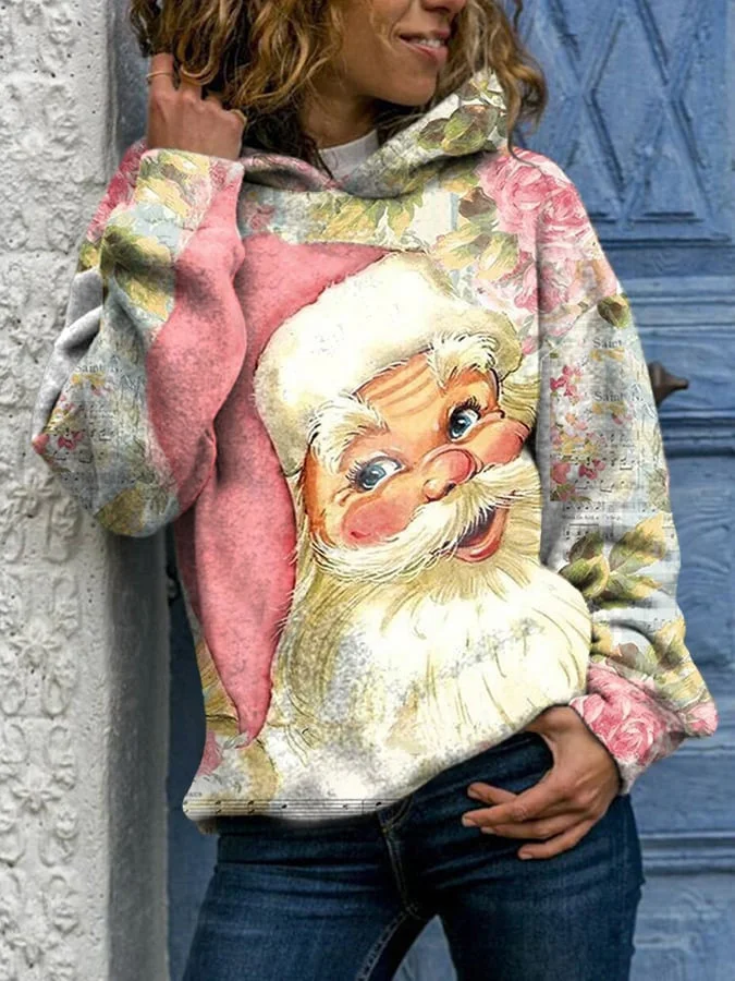 Women's Long Sleeve Scoop Neck Graphic Printed Hooded Tops