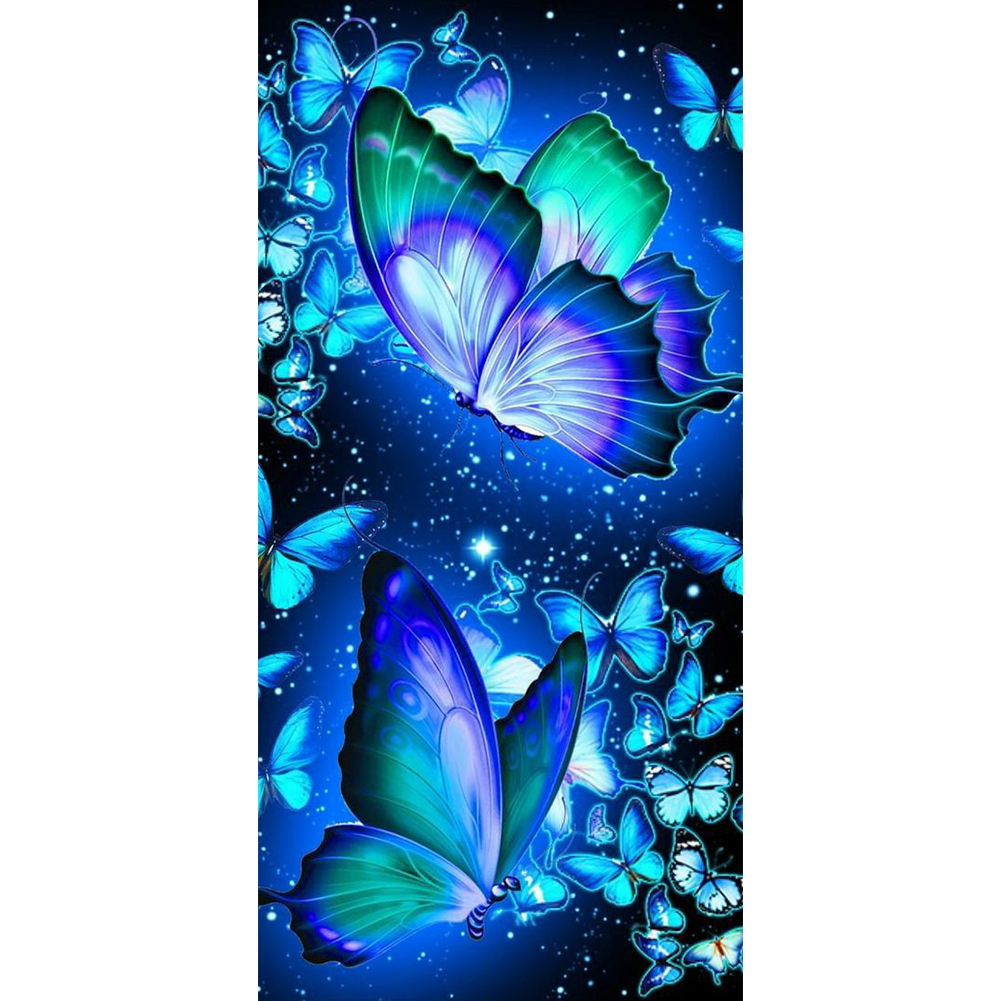 40*80CM - Round Drill Diamond Painting - Fluorescent Butterfly