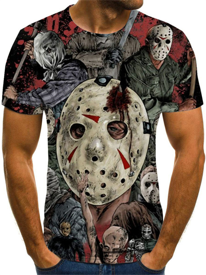 Style Details:Printing Summer New T-shirt Horror Skull Novelty Pattern 3D Printing Men's Street T-shirt