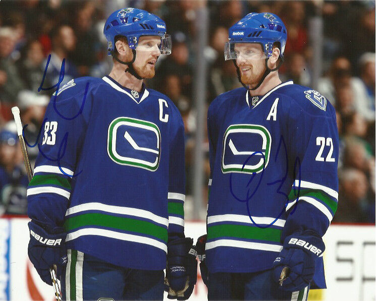 Vancouver Canucks Daniel & Henrik Sedin Dual Signed Autographed 8x10 Photo Poster painting COA A