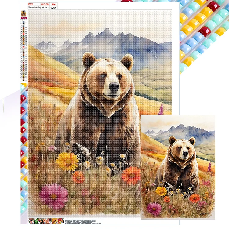 Full Square Diamond Painting - Brown Bear On The Mountain 50*70CM