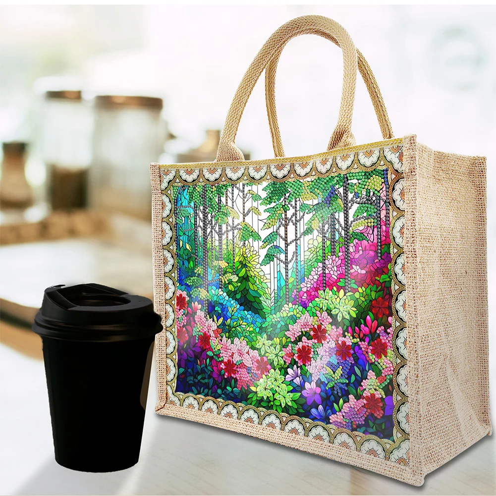 [Upgrade - Waterproof Bag]DIY Green Garden Diamond Painting Tote Bag Replaceable Canvas for Women Adults