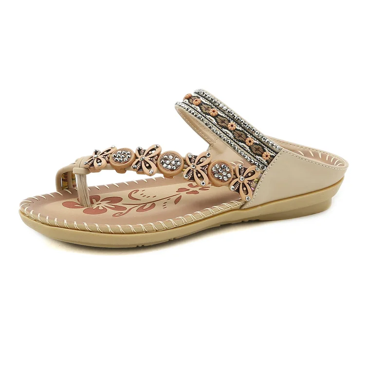 Comfortable Bohemian Folk Style Strass with Clip Toe Slippers shopify Stunahome.com