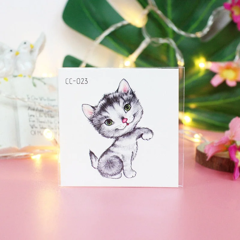 Cartoon Cat and Dog Face Stickers Tattoo Stickers Waterproof Girl/Child Cute Makeup Stickers Small Tattoo Pet Temporary Tattoos