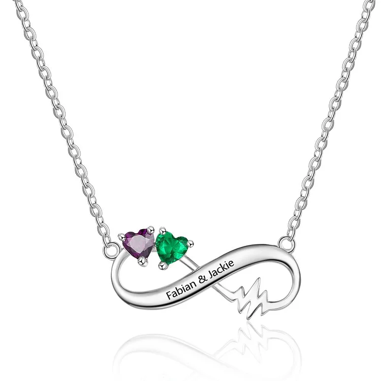Heartbeat Infinity Necklace Personalized Birthstone Necklace Engraved Pendant Mother Daughter Necklace