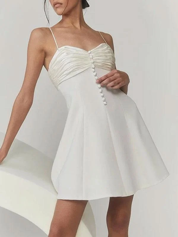 Thin strap mini dress with button design