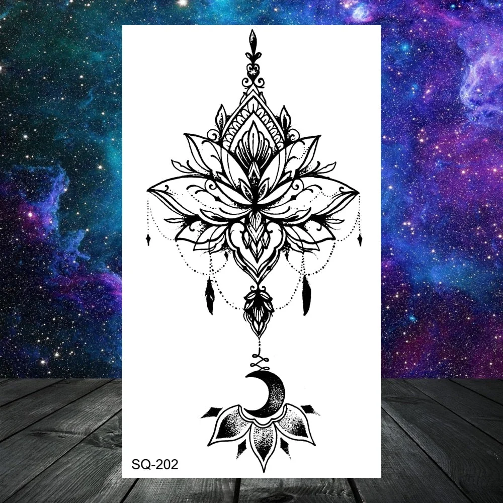 3D Geometry Mountain Sea Temporary Tattoos For Women Adult Men Kids Girl Sun Forest Eyes Fake Tattoo Neck Arm Hands Small Tatoos