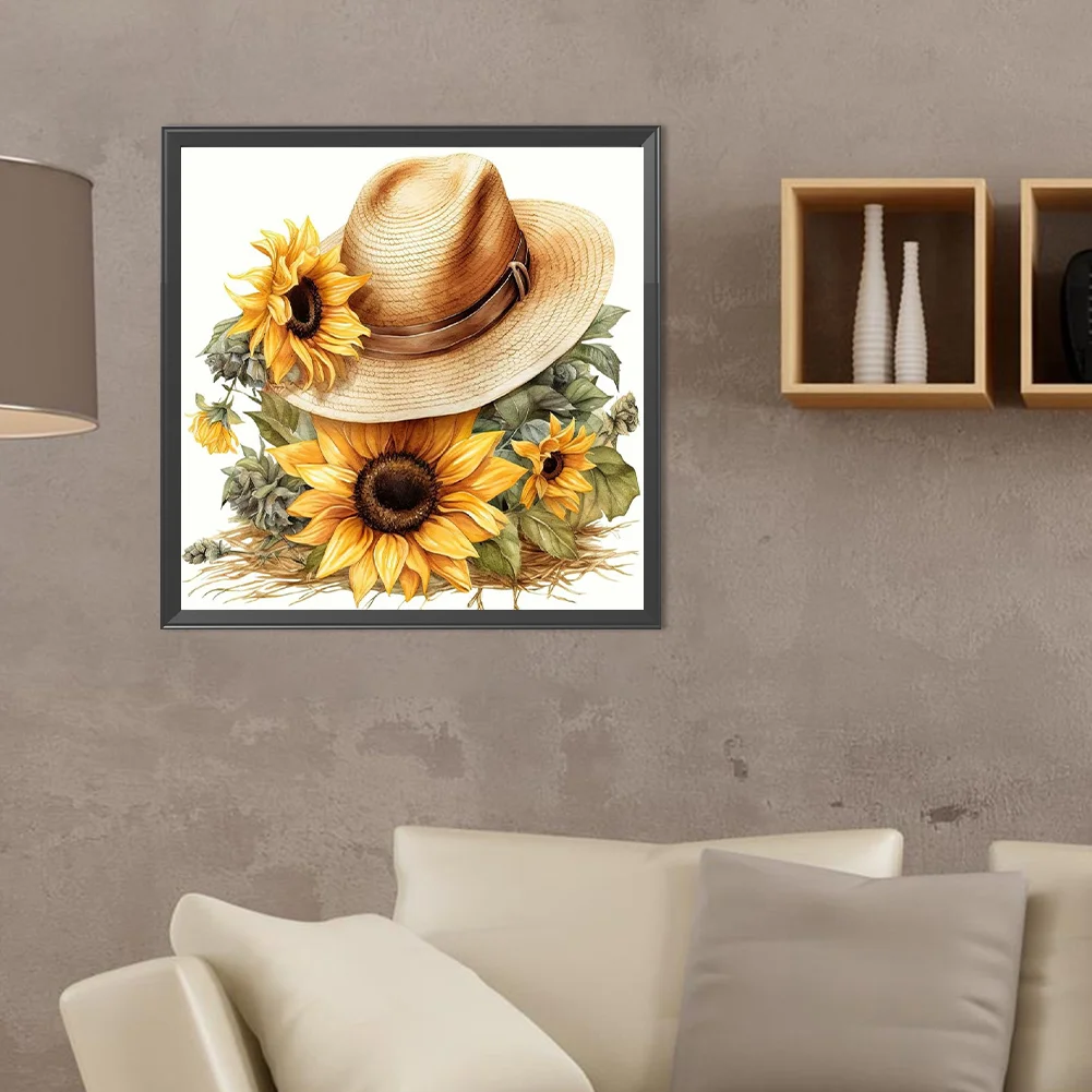 Full Round Diamond Painting 40*40cm - Sunflower Straw Hat