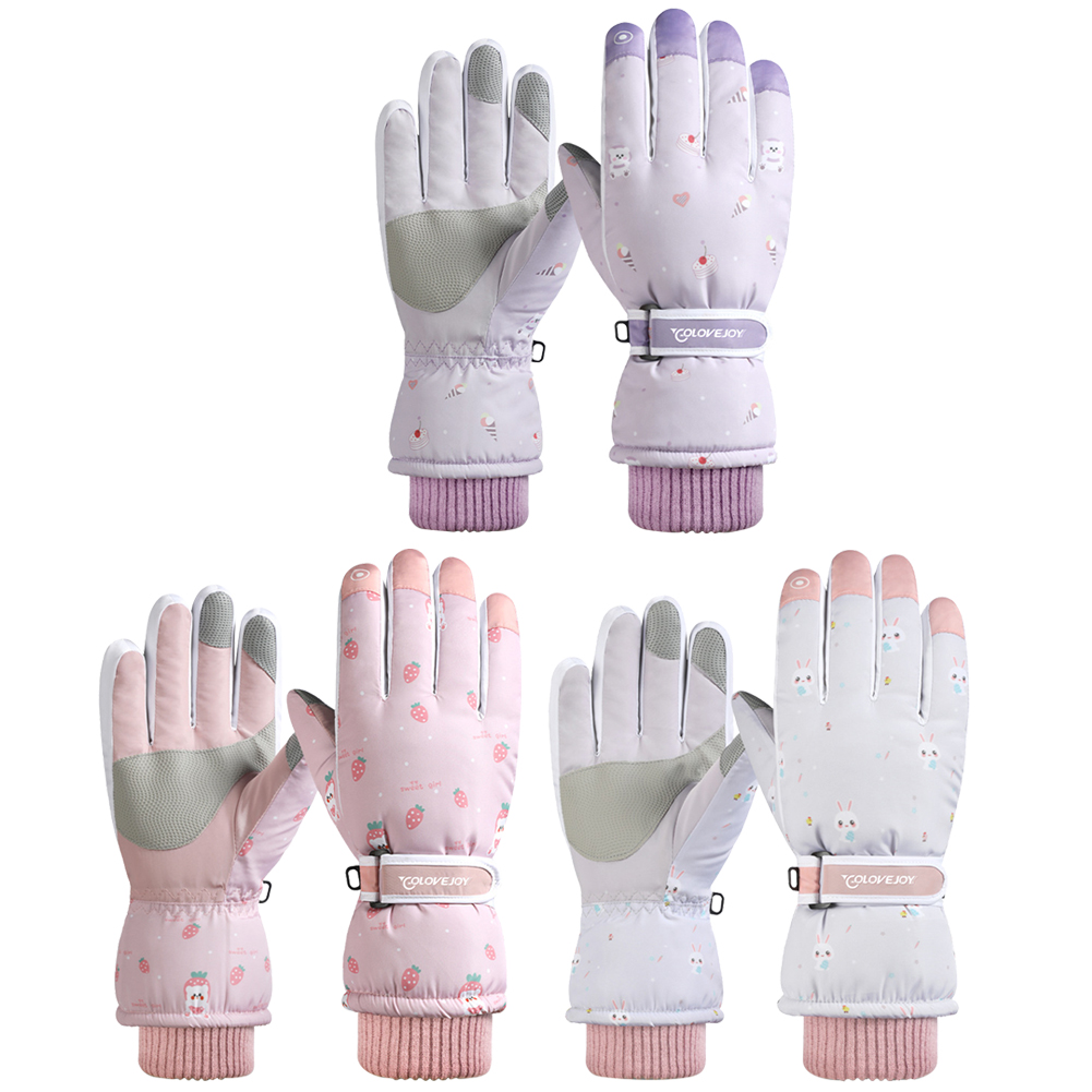 

1 Pair Women Full Finger Skiing Gloves Touch Screen Thermal Fleece Gloves, Pink, 501 Original