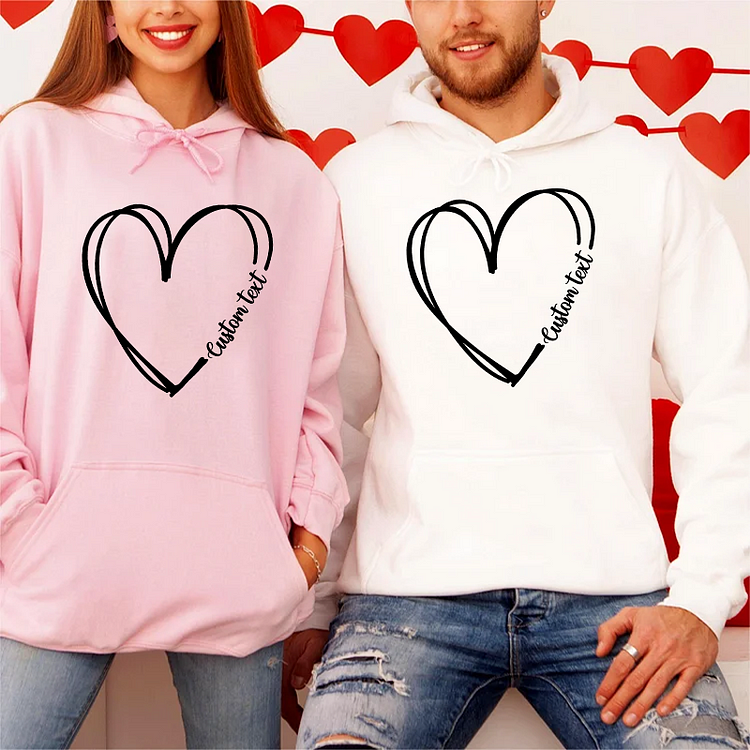 Personalized Text Heart Line Shirt, Valentines Couple Shirts, Valentine's Day Gifts, Anniversary gift