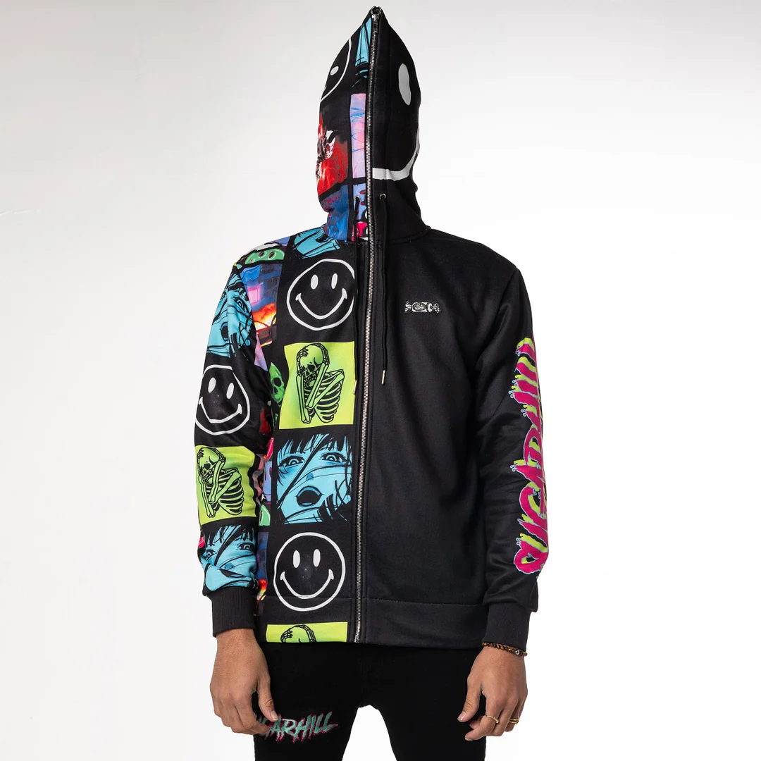 Fashionable Street Style Print Zip Hoodie