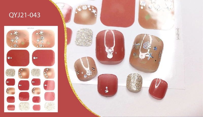 Explosions Foot Nail Stickers Summer Toenail Stickers Bronzing Imitation Diamond Nail Stickers Waterproof Foot Stickers