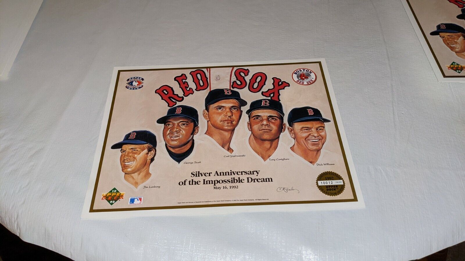 1992 Boston Red Sox 1967 Impossible Dream Silver Anniversary Upper Deck Sheet C