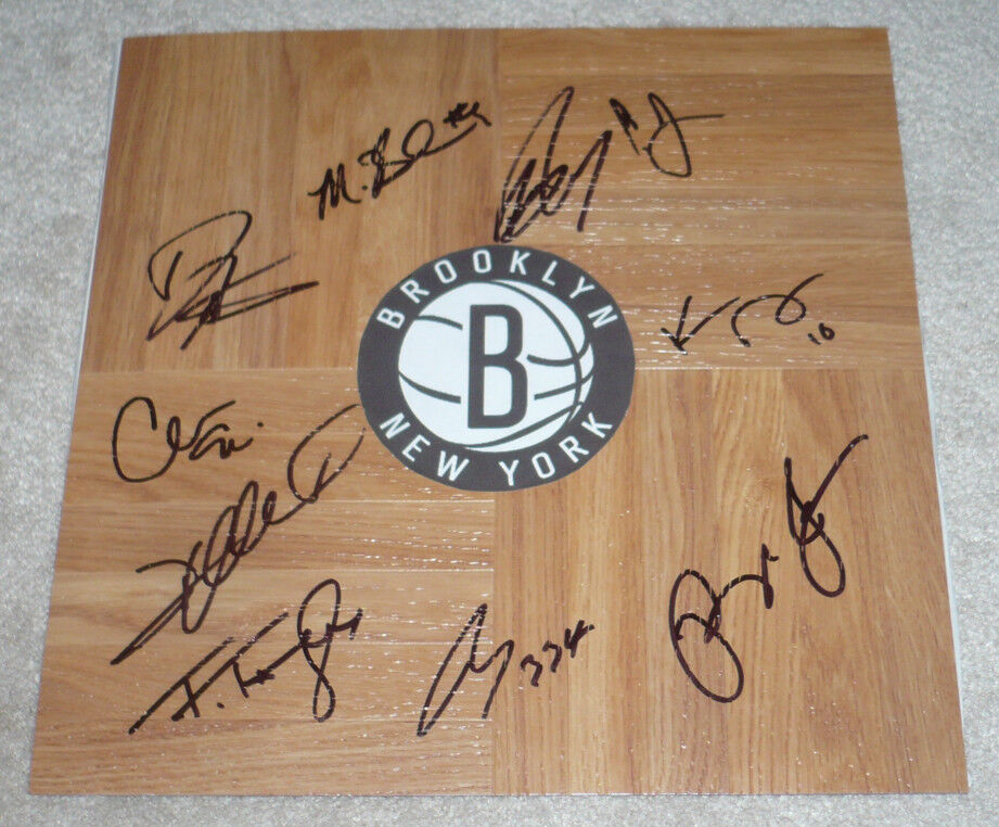 2013 BROOKLYN NETS TEAM HAND SIGNED NBA BASKETBALL FLOORBOARD w/COA PROOF X10