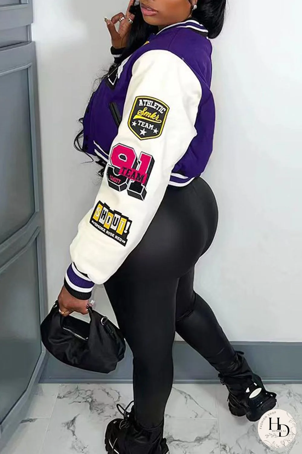 Rose Red Casual Street Print Patchwork Buckle Outerwear(Subject to Actual Product)