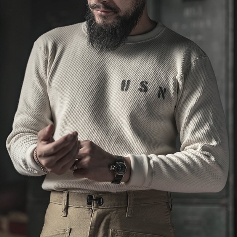 Waffle Long Sleeve Bottoming Casual T-Shirt