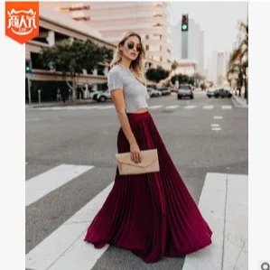 Uveng Uveng 2024 New Large-Size High-Waisted Half-Dress Women's Large Swing Skirt Wrinkles Long Skirt