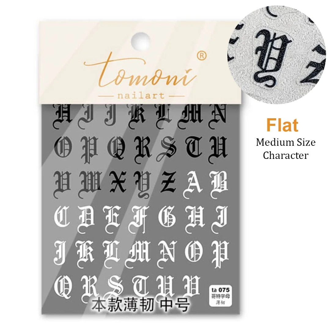 Roman style Typography Art Sticker High Quality 3D Engraved Nail Stickers Nail Art Decorations Nail Decals Design-Nail Inspo