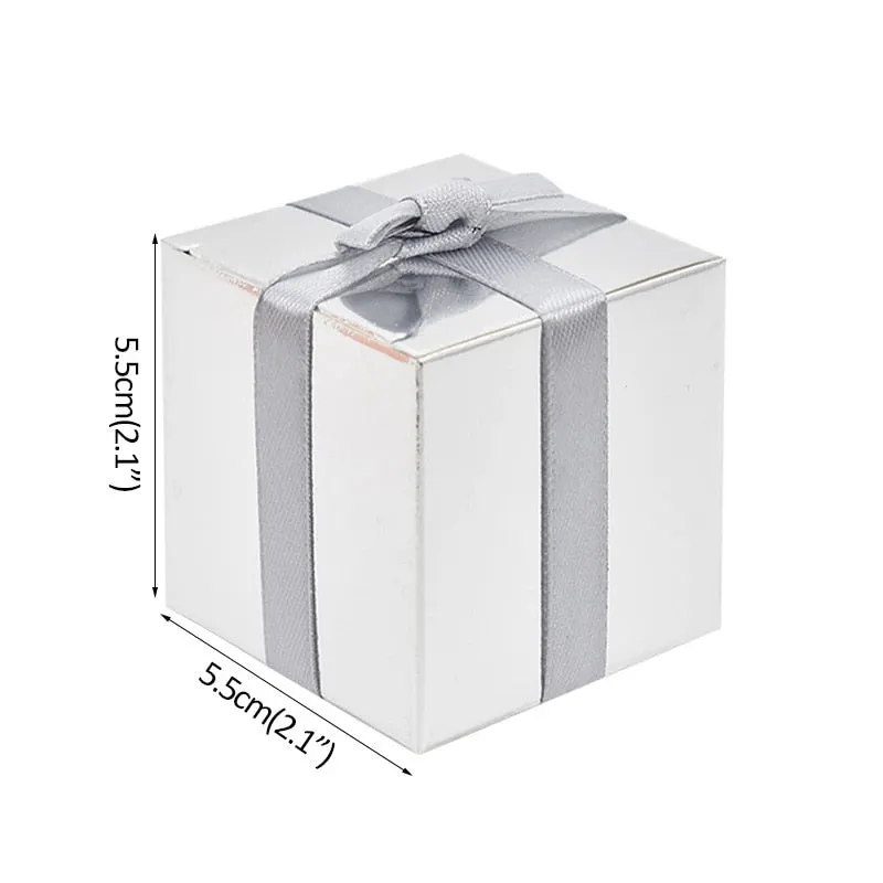 10Pcs Gold Silver Paper Candy Box Square Chocolate Gift Packaging Boxes Baby Shower Birthday Party Supplies Wedding Favors
