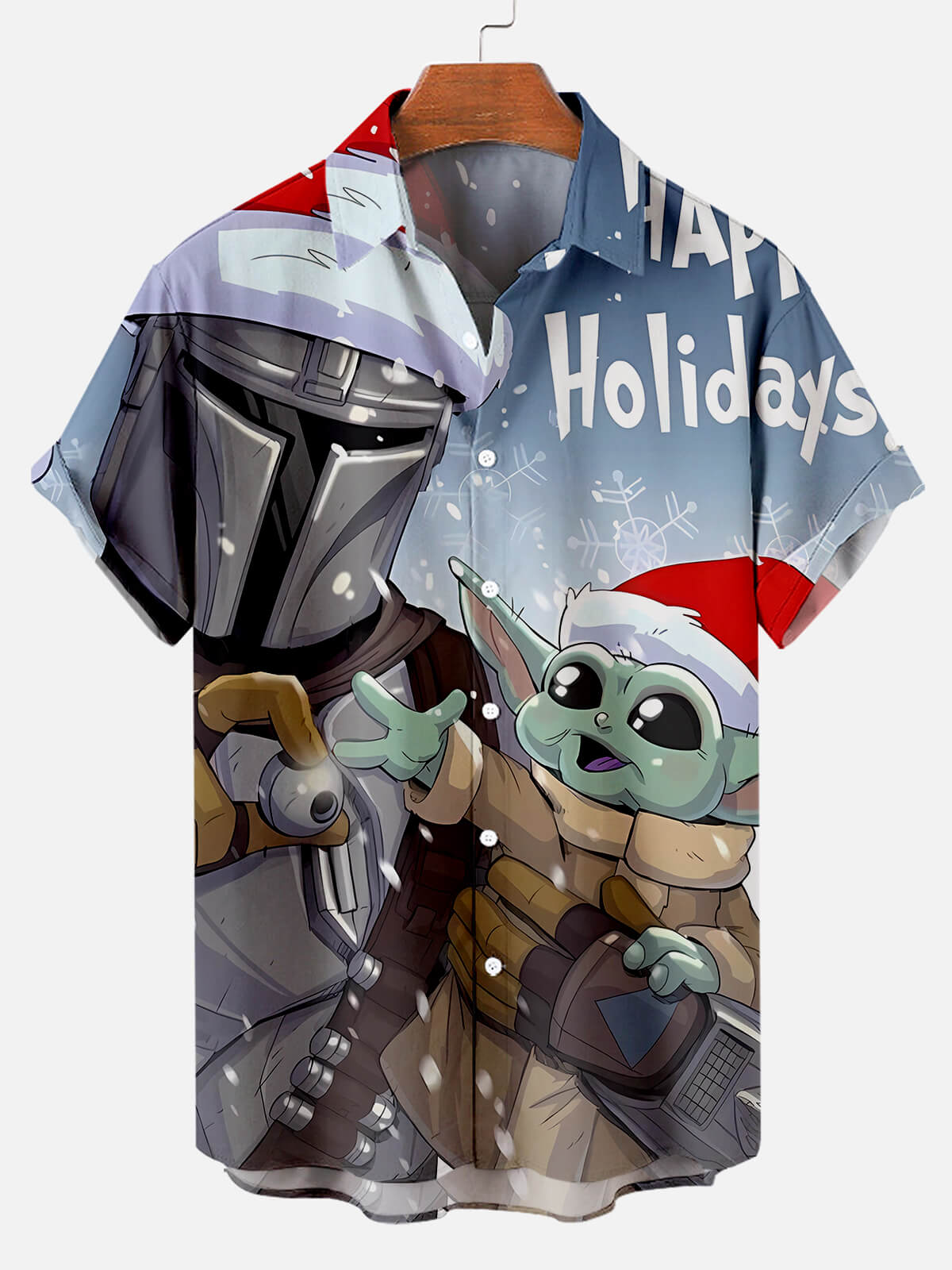 Men's Christmas Cartoon Fun Print Short Sleeve Shirt PLUSCLOTHESMAN