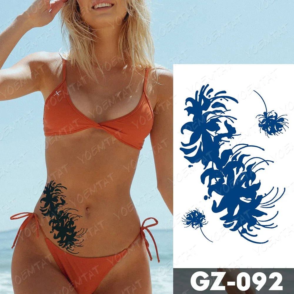 Juice Lasting Waterproof Temporary Tattoo Stickers Lotus Totem Flower Mandala Flash Tattoos Ink Fatima Hand Body Art Fake Tatto