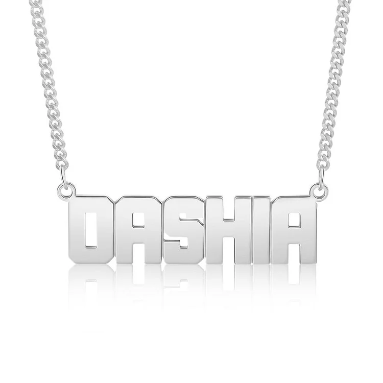 Men's Name Necklace Capital Letters Custom Name Chain 14K Gold Pated