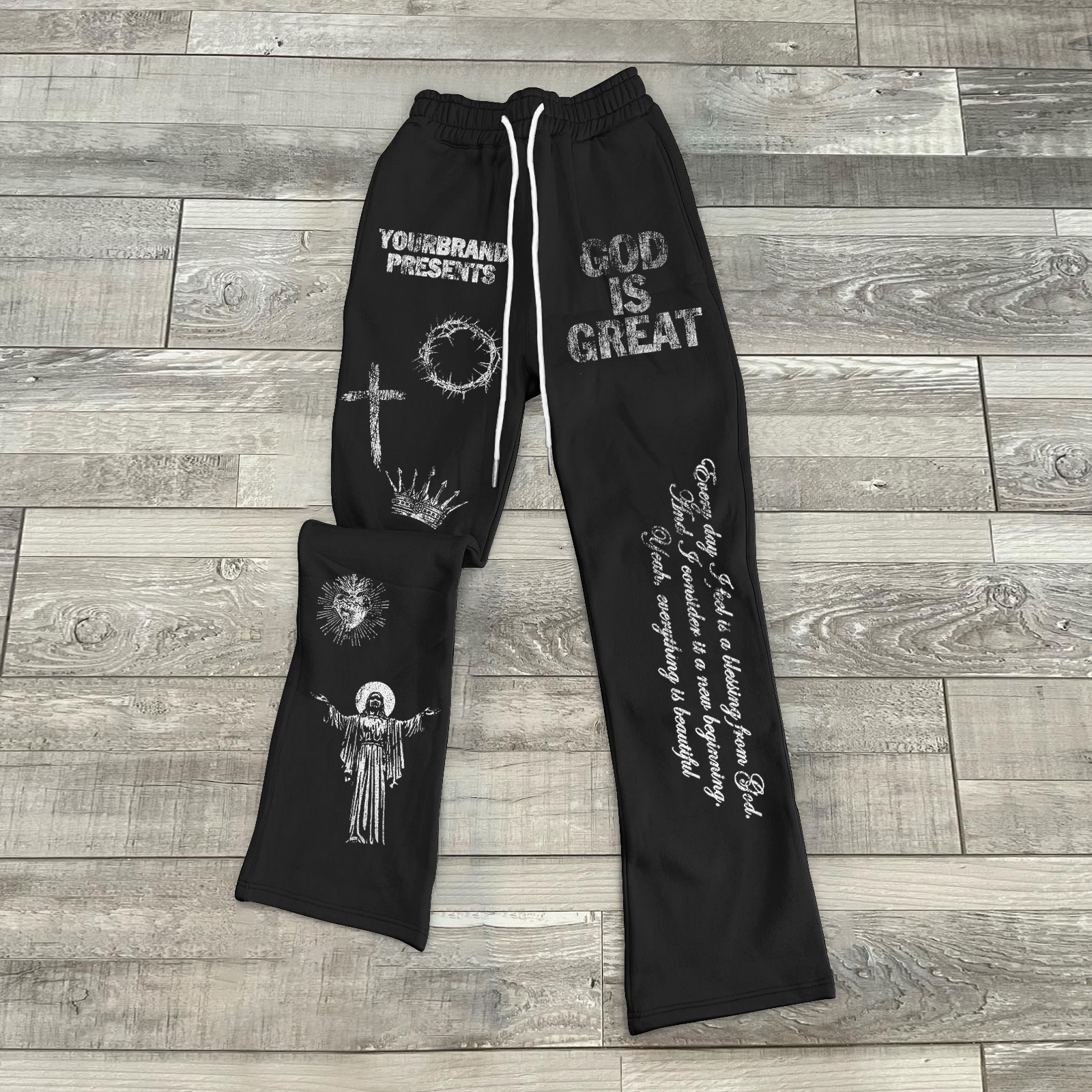 Casual personality retro print flared trousers
