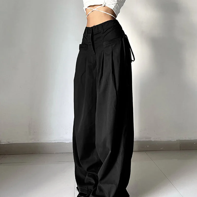 Brownm Y2K Crossover Pleated Pants