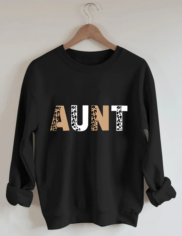 Leopard Aunt Mom Jogger Set With Sweatshirt