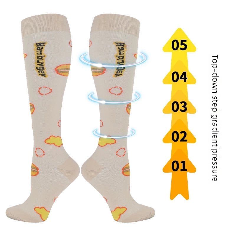 Compression Socks Calf Socks Printed Elastic Socks Sports Cycling Running Yoga Socks Men’s Long Tube Compression Socks Women