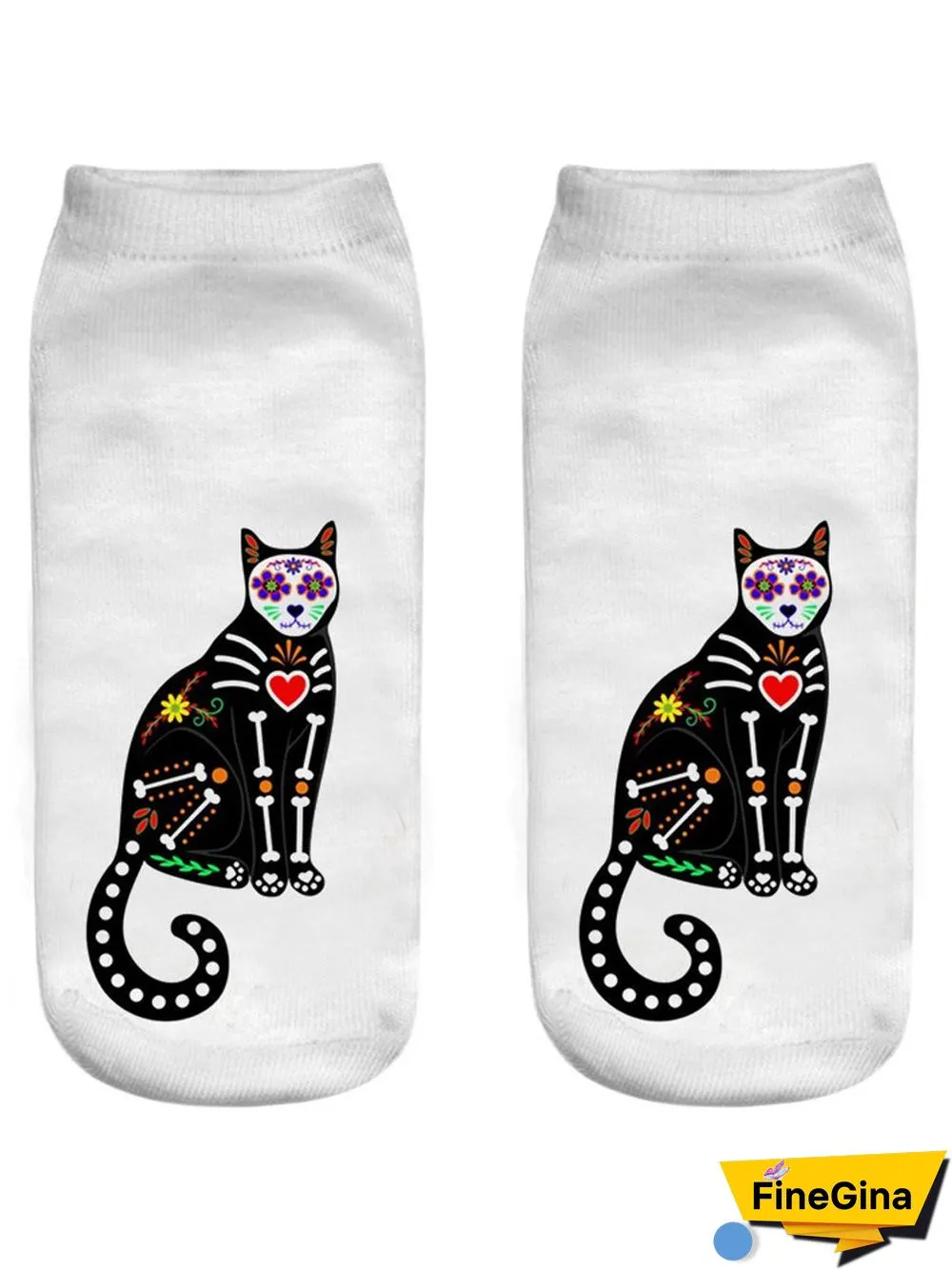 Halloween 3D Printing Black Cat Pattern Socks Festive Decoration Funny Socks