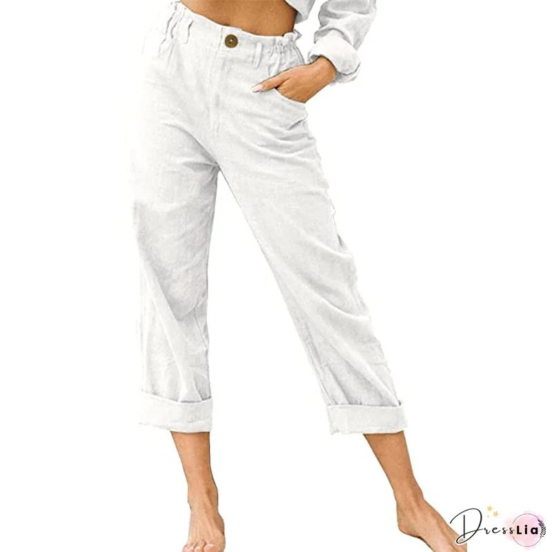 Frill High Waist Pants with Pockets