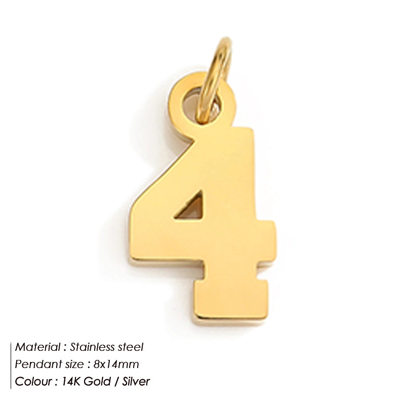 1 Piece 14*17mm 8 * 14mm 304 Stainless Steel 14K Gold Plated Number Pendant Jewelry Accessories