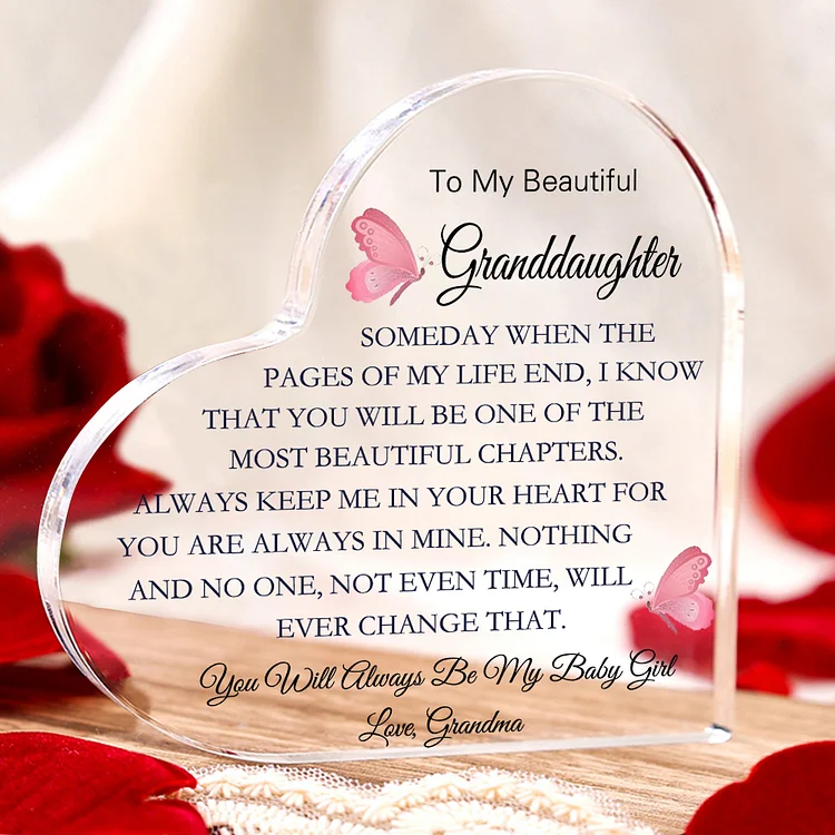 Personalized Text Acrylic Heart Keepsake To My Granddaughter/Grandson Ornament - You Will Always Be My Baby Girl/Boy