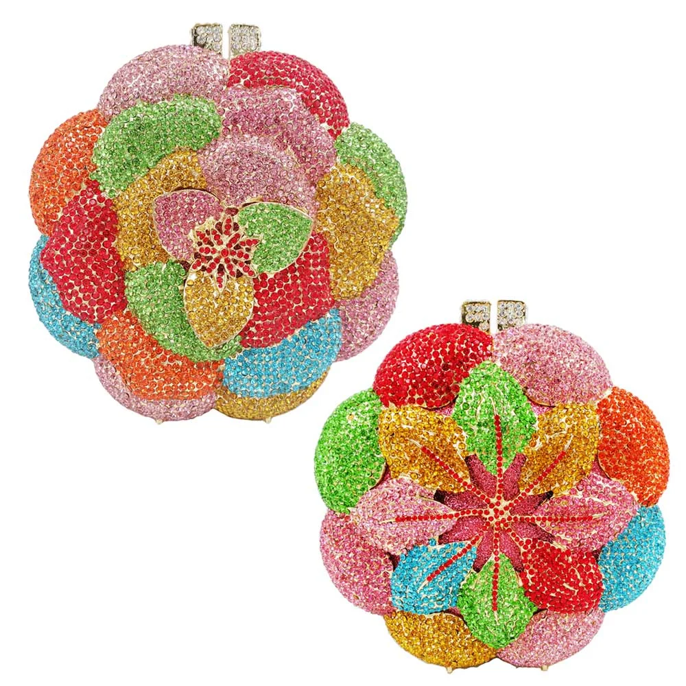 Newest Clutch Bag Pink Crystal Women Wedding Flower Party Purse Bride Chain Clutch Bag Prom Night Evening Bag SC603