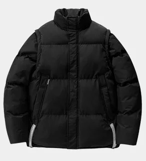 Toloer Winter New Korean Version Pure Color Thick Cotton-Padded Jacket Trend Loose Version Removable Sleeve Vest Cotton-Padded Jacket Two Wear Men-Outfit Ideas