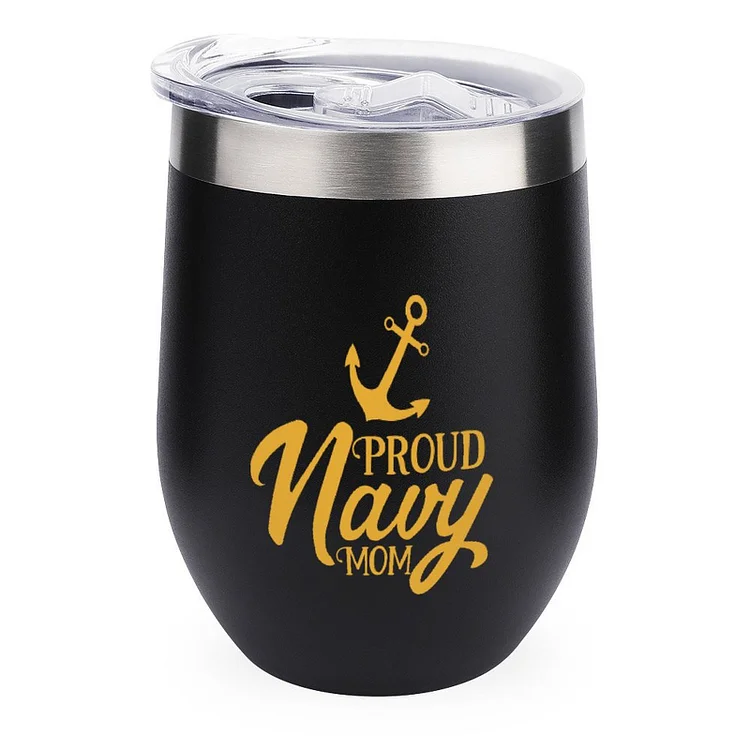 Proud Navy Mom 1 Stainless Steel Insulated Cup - Heather Prints Shirts