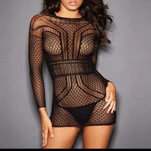 Ins Womens  Bodycon Dress Long Sleeves Female Dresses  Party Club Ladies Vestidos Beach Dress Transparent Clubwear DS103