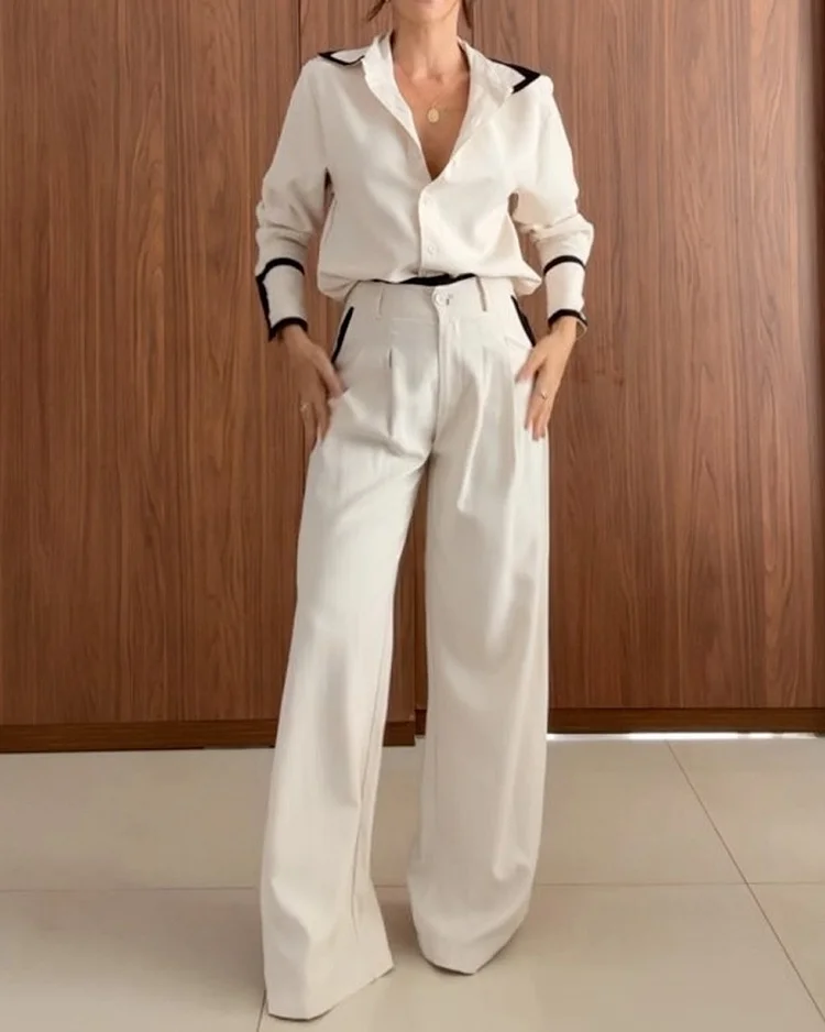 Lapel casual solid color two-piece suit