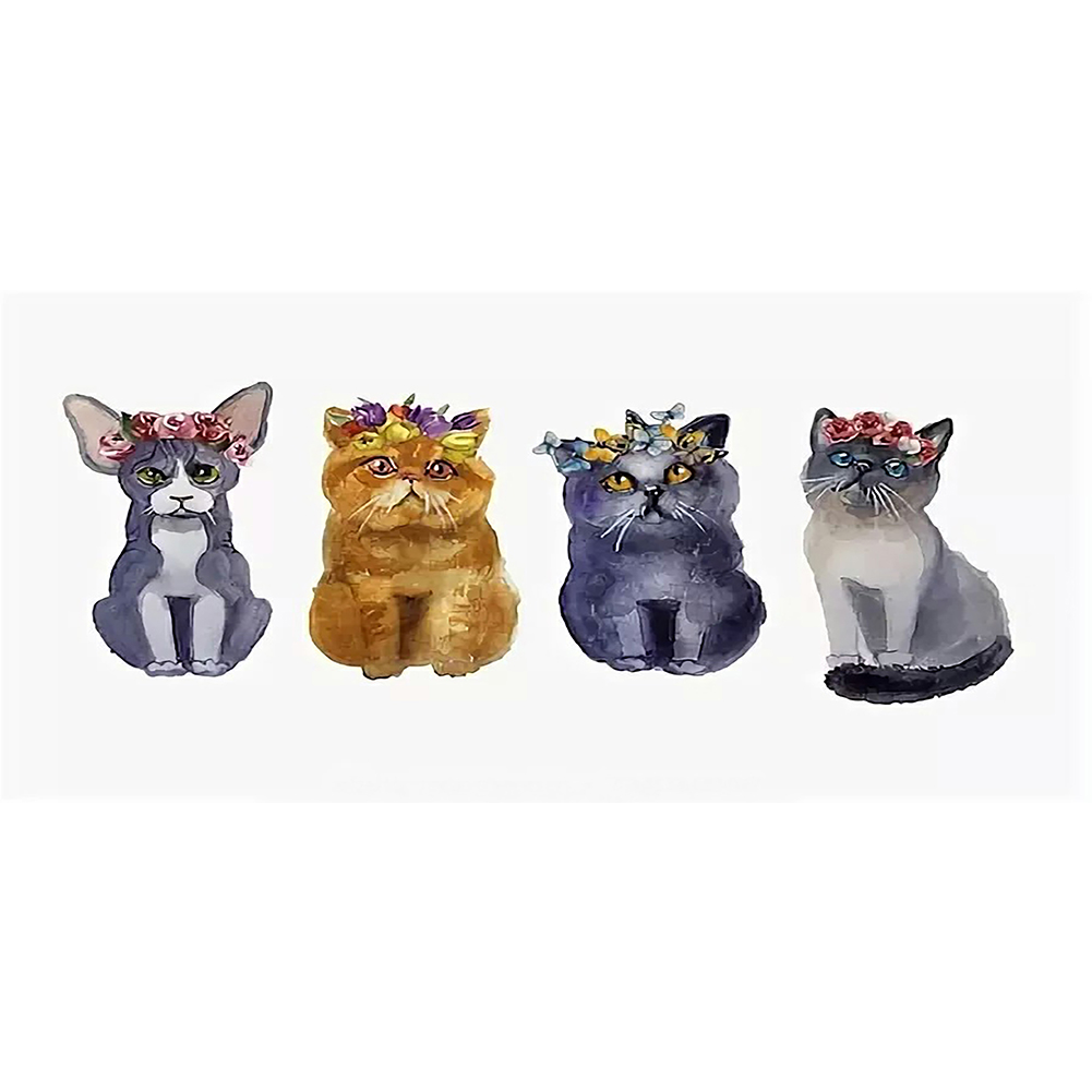 

80*40CM - Cat In Rows - Round Drill Diamond Painting, 501 Original
