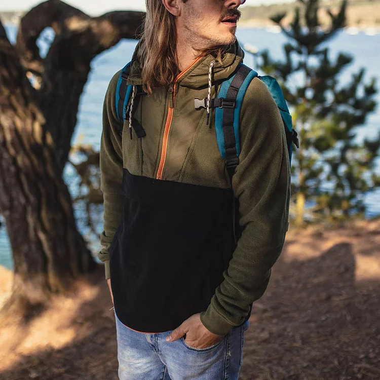 Design patchwork outdoor men's hoodie