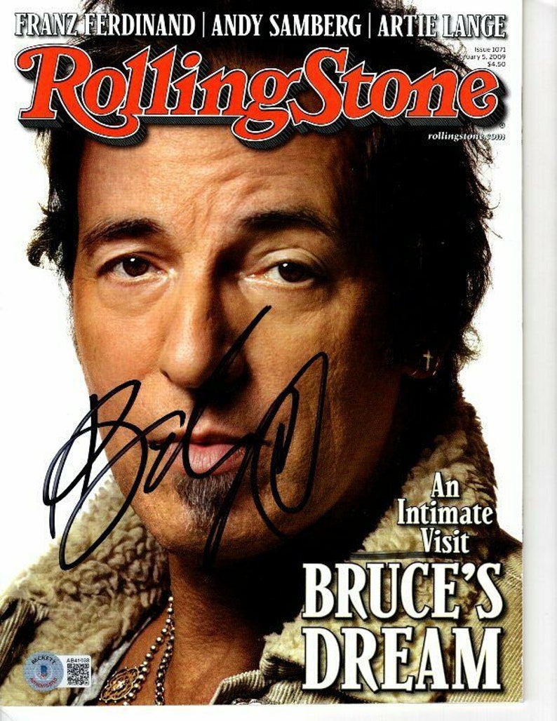 Bruce springsteen signed rolling stone magazine beckett bas loa