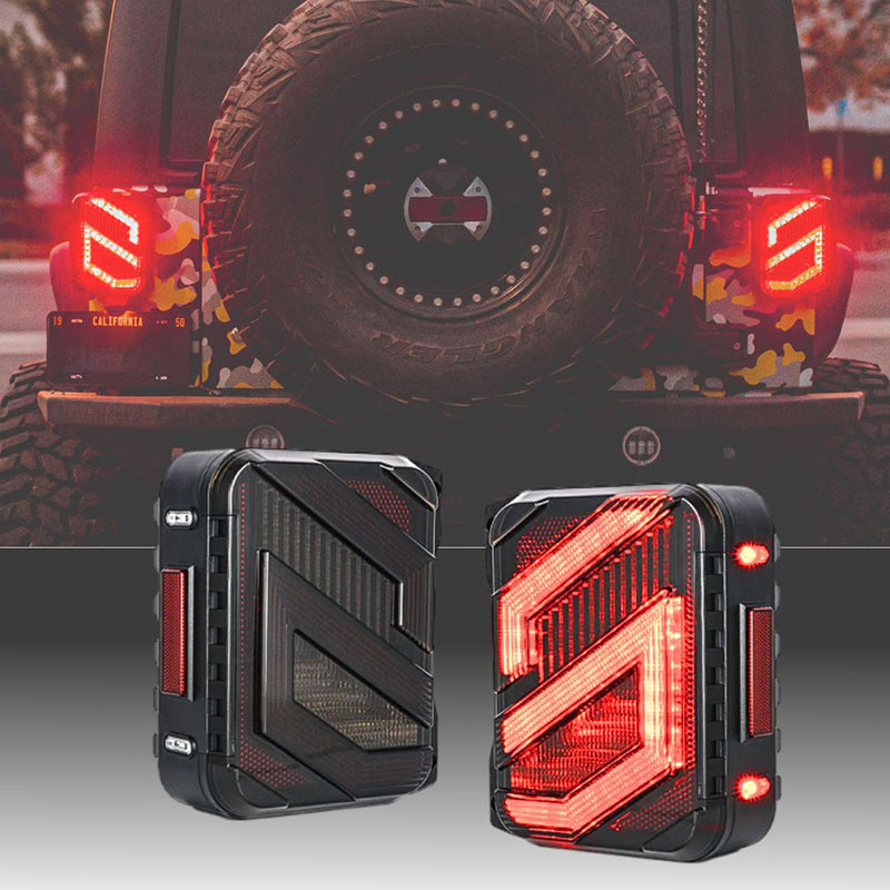 S-shape Full LED Tail Lights Assembly For 2007-2018 Jeep Wrangler JK