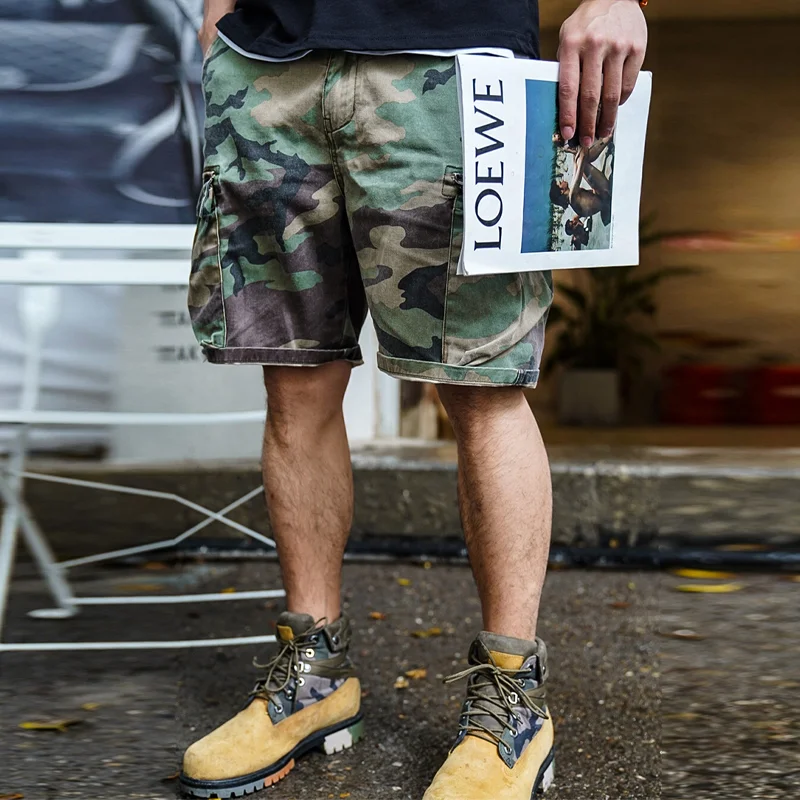 American Camouflage Overalls Military Multi-pocket Casual Shorts