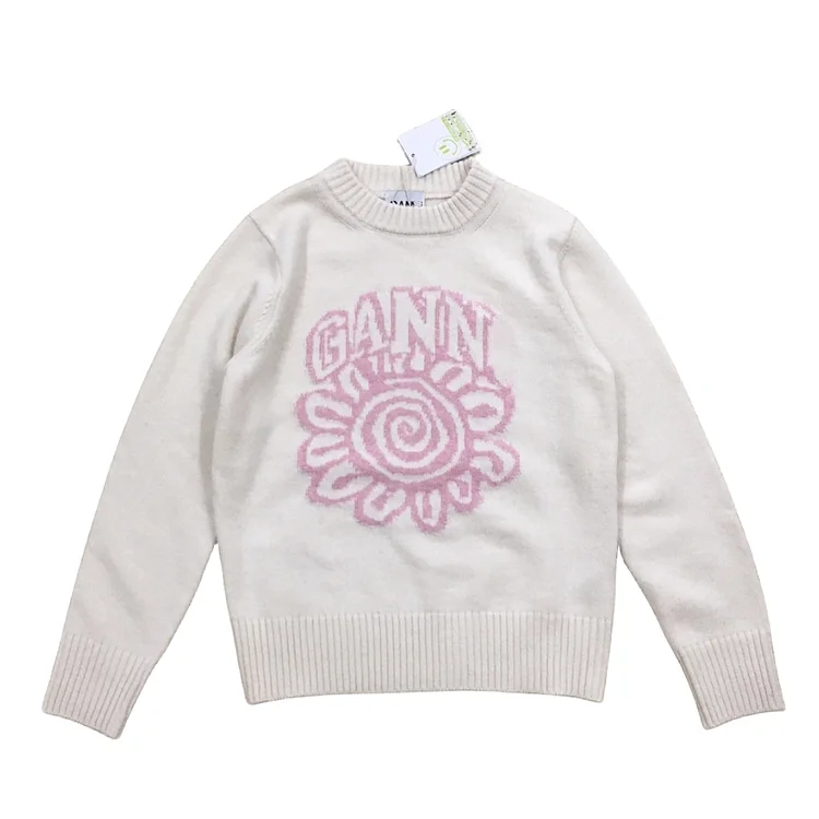 Women High Quality Sweater Flower Pattern Round Neck Knit Sweater