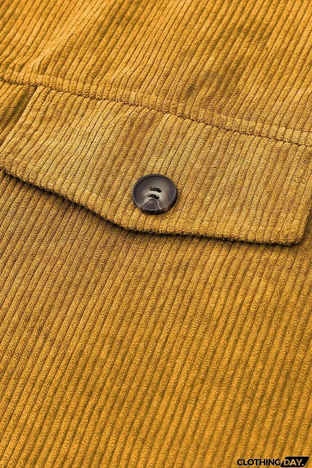Yellow Corduroy Long Sleeve Button-up Shirt Coat
